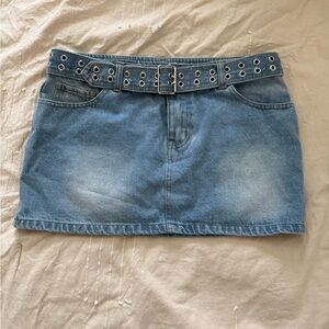 Denim Mini Skirt with Belt